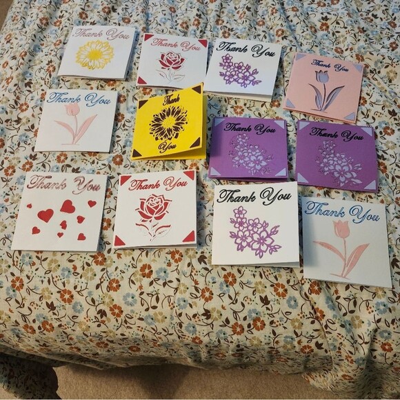 Hand Crafted Colorful Thank You Card Set of 12 - Picture 7 of 11